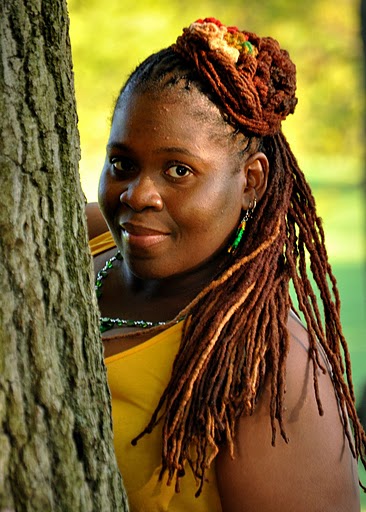 Woman with Auburn Color Curls